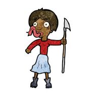 cartoon woman with spear sticking out tongue N5