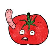 cartoon tomato with worm N6