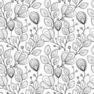 Vector Seamless Monochrome Floral Pattern N217