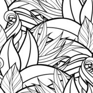 Seamless Monochrome Floral Pattern (Vector) N2