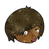 cartoon female face with raised eyebrow N6