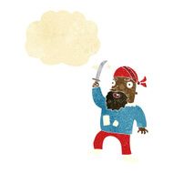 cartoon pirate with thought bubble N11