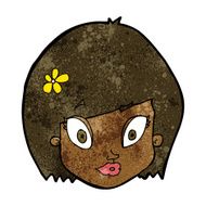 cartoon happy female face N112