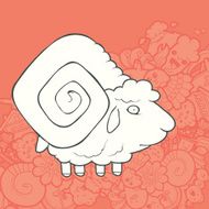Vector Illustration Cute Hand Drawn Sheep Greeting card New Year N5