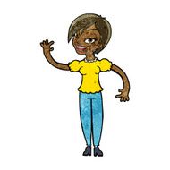 Cartoon Woman Waving N214