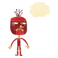 funny cartoon robot with thought bubble N55
