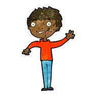 cartoon happy boy waving N13