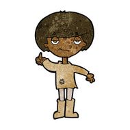cartoon boy in poor clothing giving thumbs up symbol N6