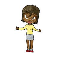 cartoon woman shrugging shoulders N309