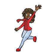 cartoon woman waving dressed for winter N7