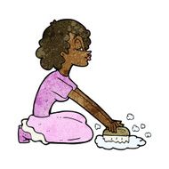 cartoon woman scrubbing floor N6