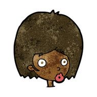cartoon surprised female face N40