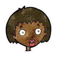 cartoon surprised female face N41