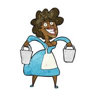 cartoon milkmaid carrying buckets N7