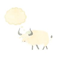 cartoon annoyed hairy ox with thought bubble N7