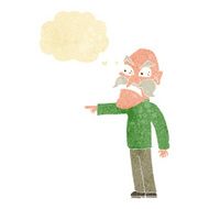cartoon furious old man with thought bubble N10