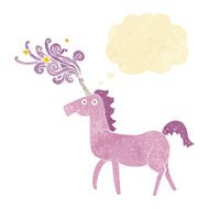 cartoon magical unicorn with thought bubble N4