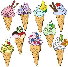 set of different ice creams