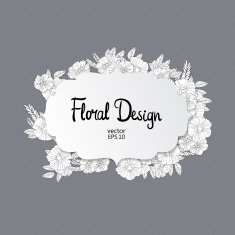 Floral border made with sketchy flowers N14