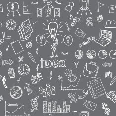 Business doodles seamless pattern vector illustration N3