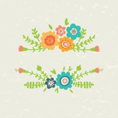 set of two decorative floral composition