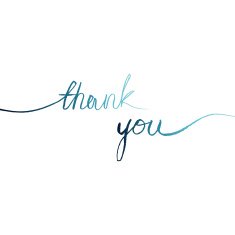 blue watercolor words line on a white background "thank you"