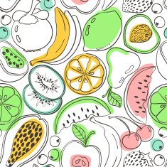 Doodle colorful fruit seamless pattern