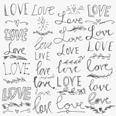 Set of hand-written words Love lettering N2