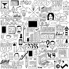 Business idea doodle set Vector illustration