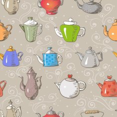Seamless background with teapots N5