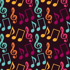 Seamless pattern with music notes and treble clef