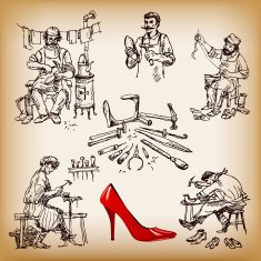 Set of hand drawing shoemakers
