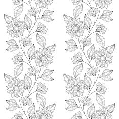Vector Seamless Monochrome Floral Pattern N214