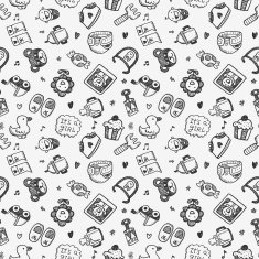 seamless doodle baby pattern background N41
