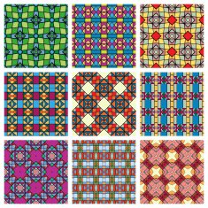 Set of seamless geometric patterns design elements collection vector colorful N3