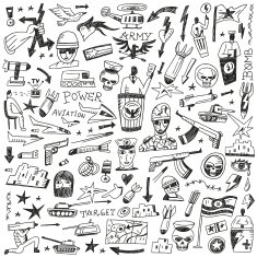 war - doodles set