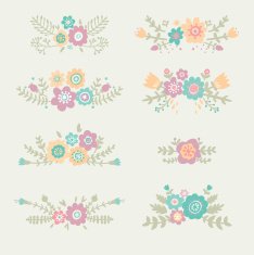 Set of floral compositions vector illustration