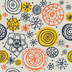 Hand drawn pretty cartoon floral seamless pattern