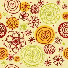 Hand drawn pretty cartoon floral seamless pattern N2