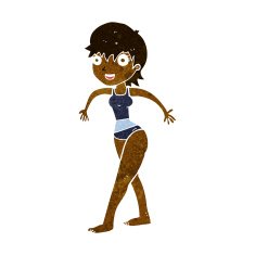 cartoon happy woman in swimming costume N6