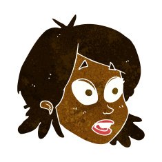cartoon female face with surprised expression N10