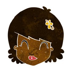 cartoon happy female face N85