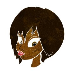 cartoon pretty female face pouting N6