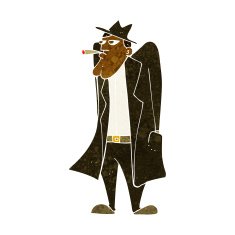 cartoon man in hat and trench coat N5