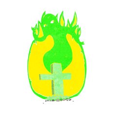 cartoon ghost rising from grave N22