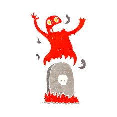 cartoon ghost rising from grave N23