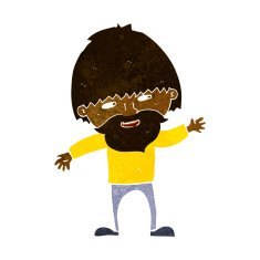 cartoon happy bearded man waving N5