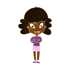 cartoon happy woman with folded arms N9