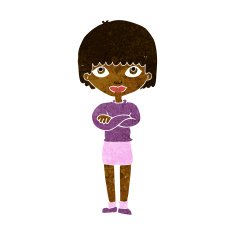 cartoon woman with folded arms N15