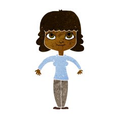 cartoon woman shrugging shoulders N232